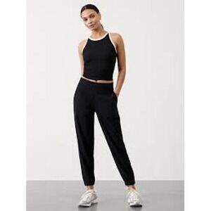 Athleta Brooklyn Jogger Pants Black Women's Size 4 Elastic Waist Zip Pockets